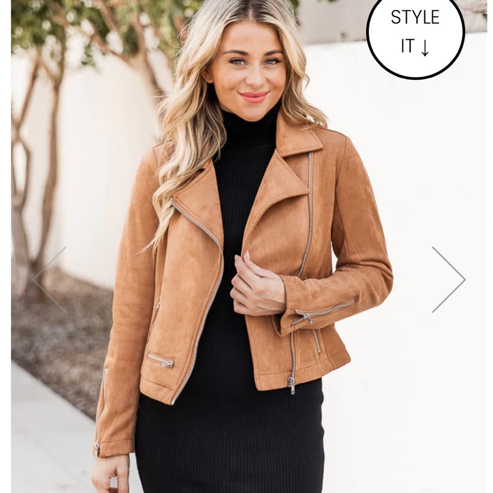 NWOT Late Nights Camel Suede Jacket
